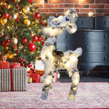 Christmas Flocking Statue Favor Gift with Light for Home Decoration Winter Deer Elk  S