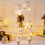 Christmas Flocking Statue Favor Gift with Light for Home Decoration Winter Deer Elk  S