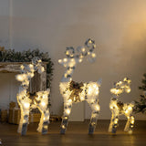 Christmas Flocking Statue Favor Gift with Light for Home Decoration Winter Deer Elk  S