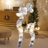 Christmas Flocking Statue Favor Gift with Light for Home Decoration Winter Deer Elk M