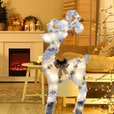 Christmas Flocking Statue Favor Gift with Light for Home Decoration Winter Deer Elk M