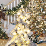 Christmas Flocking Statue Favor Gift with Light for Home Decoration Winter Christmas tree S