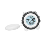 Digital Alarm Clock Snooze Function Multifunctional for Beside Bathroom Desk White