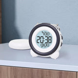 Digital Alarm Clock Snooze Function Multifunctional for Beside Bathroom Desk White