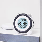 Digital Alarm Clock Snooze Function Multifunctional for Beside Bathroom Desk White