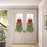 Christmas Artificial Swags for Front Door Teardrop Swag Wreath for Farmhouse