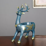 Cartoon Deer Statue Desk Storage Tray Cute for Living Room Bookshelf Bedroom Standing Blue