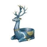 Cartoon Deer Statue Desk Storage Tray Cute for Living Room Bookshelf Bedroom Seated Blue