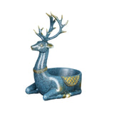 Cartoon Deer Statue Desk Storage Tray Cute for Living Room Bookshelf Bedroom Seated Blue