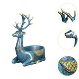 Cartoon Deer Statue Desk Storage Tray Cute for Living Room Bookshelf Bedroom Seated Blue