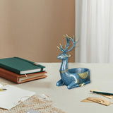 Cartoon Deer Statue Desk Storage Tray Cute for Living Room Bookshelf Bedroom Seated Blue