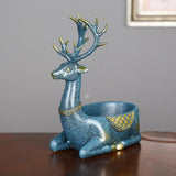 Cartoon Deer Statue Desk Storage Tray Cute for Living Room Bookshelf Bedroom Seated Blue