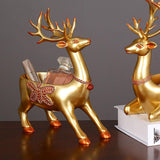 Cartoon Deer Statue Desk Storage Tray Cute for Living Room Bookshelf Bedroom Standing Golden