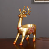 Cartoon Deer Statue Desk Storage Tray Cute for Living Room Bookshelf Bedroom Standing Golden