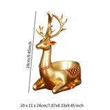 Cartoon Deer Statue Desk Storage Tray Cute for Living Room Bookshelf Bedroom Seated  Golden