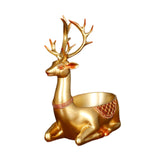 Cartoon Deer Statue Desk Storage Tray Cute for Living Room Bookshelf Bedroom Seated  Golden