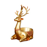 Cartoon Deer Statue Desk Storage Tray Cute for Living Room Bookshelf Bedroom Seated  Golden