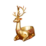 Cartoon Deer Statue Desk Storage Tray Cute for Living Room Bookshelf Bedroom Seated  Golden