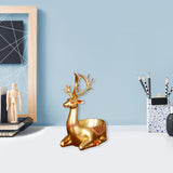 Cartoon Deer Statue Desk Storage Tray Cute for Living Room Bookshelf Bedroom Seated  Golden