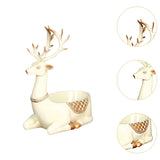 Cartoon Deer Statue Desk Storage Tray Cute for Living Room Bookshelf Bedroom Seated White