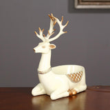 Cartoon Deer Statue Desk Storage Tray Cute for Living Room Bookshelf Bedroom Seated White