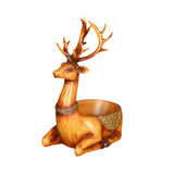 Cartoon Deer Statue Desk Storage Tray Cute for Living Room Bookshelf Bedroom Seated Brown