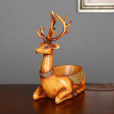 Cartoon Deer Statue Desk Storage Tray Cute for Living Room Bookshelf Bedroom Seated Brown