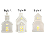 Christmas Miniature House Statue Desktop Ornament for Indoor Bedroom Holiday Style A