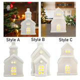 Christmas Miniature House Statue Desktop Ornament for Indoor Bedroom Holiday Style A