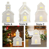 Christmas Miniature House Statue Desktop Ornament for Indoor Bedroom Holiday Style A