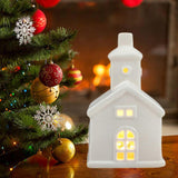 Christmas Miniature House Statue Desktop Ornament for Indoor Bedroom Holiday Style A