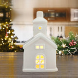 Christmas Miniature House Statue Desktop Ornament for Indoor Bedroom Holiday Style A