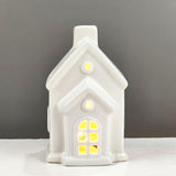 Christmas Miniature House Statue Desktop Ornament for Indoor Bedroom Holiday Style B