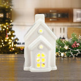 Christmas Miniature House Statue Desktop Ornament for Indoor Bedroom Holiday Style B