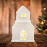 Christmas Miniature House Statue Desktop Ornament for Indoor Bedroom Holiday Style C