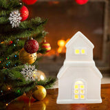 Christmas Miniature House Statue Desktop Ornament for Indoor Bedroom Holiday Style C