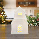 Christmas Miniature House Statue Desktop Ornament for Indoor Bedroom Holiday Style C