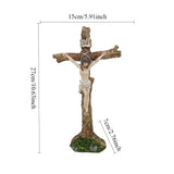 Standing Crucifix Sculpture Crafts Jesus Cross for Desktop Shelf Living Room