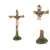 Standing Crucifix Sculpture Crafts Jesus Cross for Desktop Shelf Living Room