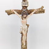 Standing Crucifix Sculpture Crafts Jesus Cross for Desktop Shelf Living Room