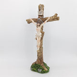 Standing Crucifix Sculpture Crafts Jesus Cross for Desktop Shelf Living Room