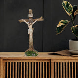 Standing Crucifix Sculpture Crafts Jesus Cross for Desktop Shelf Living Room