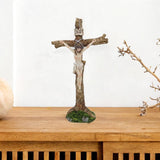 Standing Crucifix Sculpture Crafts Jesus Cross for Desktop Shelf Living Room