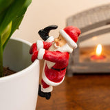 Santa Claus Flower Pot Hugger Figurine Hanging Statue for Patio Yard Balcony