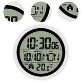 Digital Shower Clock Modern Small Wall Clock for Bedroom Living Room White