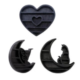 Wood Crystal Rock Wall Display Shelf Storage Rack for Study Room Lightweight Heart Shaped