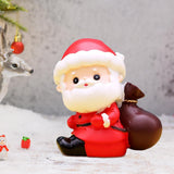 Christmas Statue Festival Artwork Resin Figurine for Bookshelf Cabinet Patio Santa with A Bag