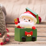 Christmas Statue Festival Artwork Resin Figurine for Bookshelf Cabinet Patio Santa in A Box