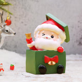 Christmas Statue Festival Artwork Resin Figurine for Bookshelf Cabinet Patio Santa in A Box