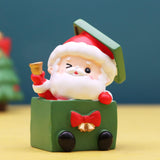 Christmas Statue Festival Artwork Resin Figurine for Bookshelf Cabinet Patio Santa in A Box